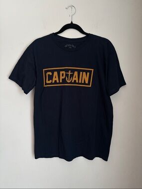Men's Navy Colored CAPTAIN Graphic Tee with Gold Logo